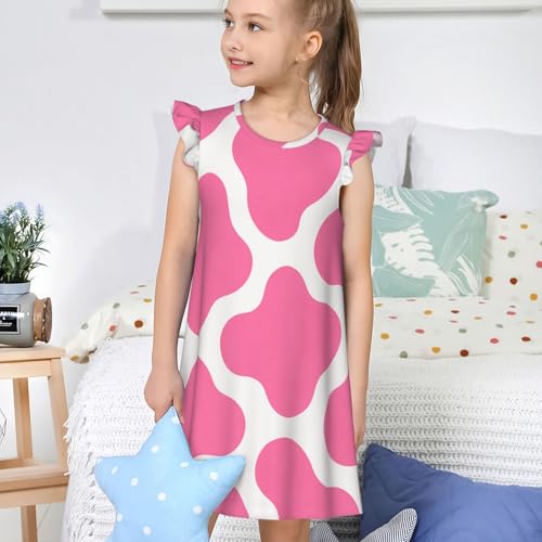 Augenstern Flutter Sleeve Nightgown Pajama Gown Cow Print Easy Pull-On Sleepwear Nightdress4