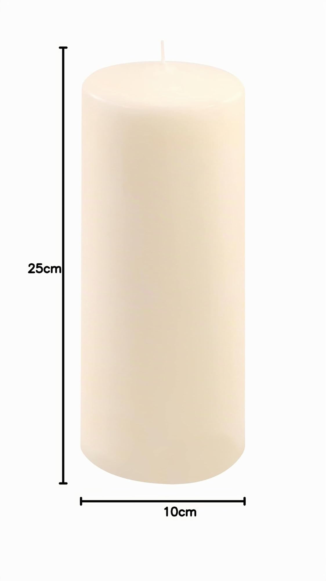 Stumpenkerze creme Höhe 25 cm Ø 10 cm lange Brenndauer Rund-Kerze Säulenkerzen Kerzen-Deko Tafelkerzen Weihnachts-Kerzen Hochzeit Xmas (6)