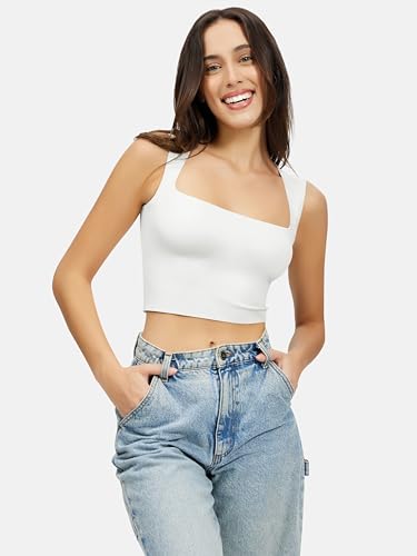 Artdear Women's Square Neck Tank Top - Double Lined Sleeveless Short Crop Tops Air Touch Fabric2