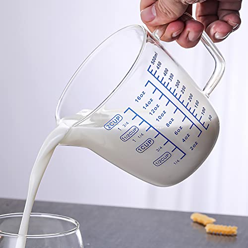 Goeielewe Glass Measuring Cup With Spout, Heat Resistant Borosilicate Glass Measuring Cups Pitcher With Handle, Graduated Beaker Mug For Cooking Baking, Microwave Safe (2 Cup/ 16 Oz/ 500 Ml) #TOP4