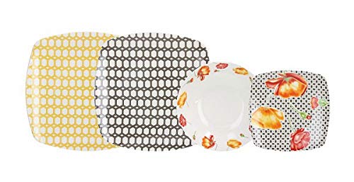 Tognana Servizio Da Tavola 18 Pezzi Poppies New Bone China 6 Piani 6 Fondi 6 Frutta