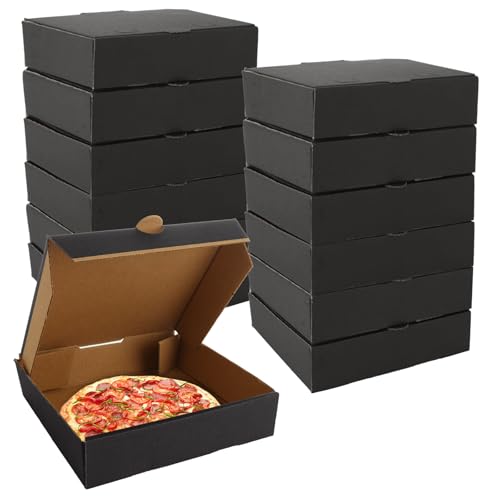 CYEAH 40 Pack Pizza Boxes, 6.3 x 6.3 x 1.7 Inch Corrugated Mini Pizza Boxes, Black Take Out Small Pizza Packing Boxes, Takeaway Mailing Shipping Storage Boxes for Pizza, Cake, Cookies, Food
