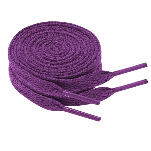 Chic Defend Lot de 2 paires de lacets plats de 8 mm de largeur Lacets de rechange pour chaussures de sport, baskets, chaussures de course, lacets pour hommes et femmes 60-180 cm, violet foncé, 100 cm
