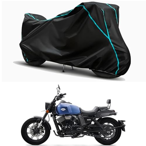 Image of Waterproof Bike Body Cover Compatible for | Keeway K-Light 250V Matte | Taffeta Fabric, Sky Piping Design, Bottom Elastic Fit | Dustproof, Sun UV & Rain Protection for All Weather.