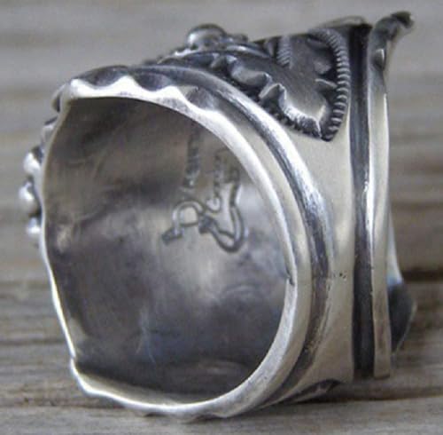 LVSHI 925 Sterling Silver Ring Climbing Oval Cut Natural Bohemia Turquoise Jewelry Turquoise Bridal Ring Women's Ring Size 6-10 (Size 7)4