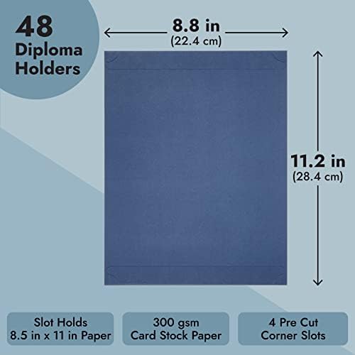 48-Pack Certificate Holder - Diploma Holder, Single Sided Holder for Letter-Sized Award Certificates and Documents Display, Navy Blue, 11.2 x 8.8 Inches