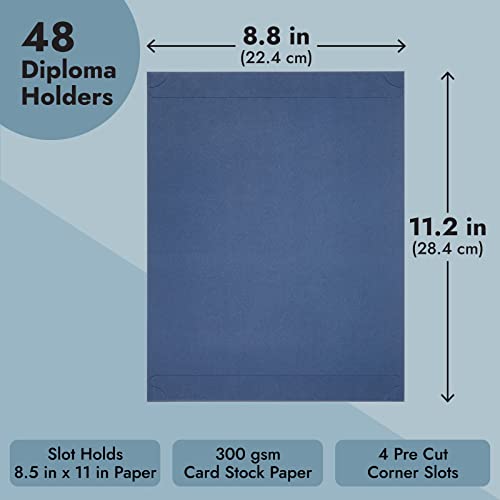 48-Pack Blue Single Sided Certificate Holders, Diploma Cover For Awards For Graduation, Ceremonies, Sports Banquets, Employee Recognition, Bulk Pack (11.2X8.8 In) #TOP2