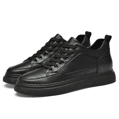 Mens Leather Elevator Shoes Casual Lace Up Comfortable Fashion Invisible Height Increasing Driving Office Walking Moccasin4