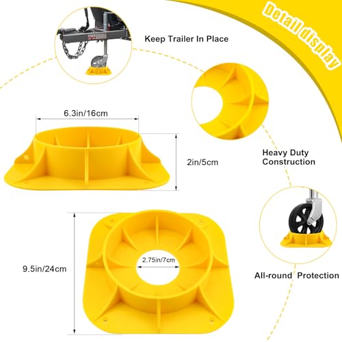 Image of Trailer Jack Wheel Dock, Tongue Jack Wheel seat, Prevents Jack Wheel from Digging into Sand, Grass and Mud, Caster Stopper for Single 6'' 8'' and Dual 6''，Fits All Trailer tire Wheel Dock