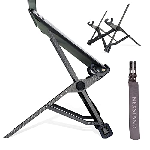NEXSTAND K1 Laptop Stand, Carbon Fiber Foldable Portable Desktop Laptop Holder, 7 Levels Height Adjustable Ergonomic Laptop Riser for Desk, MacBook, Notebook…