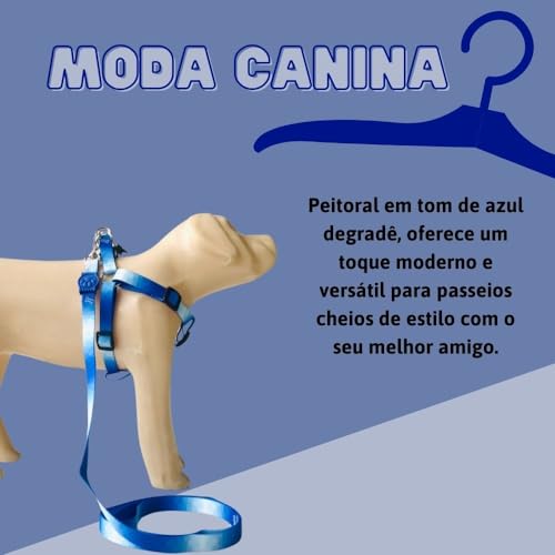 Conjunto Peitoral Coleira com Guia para Cachorros com Pingente para Identificação PP, Tamanho Ajustá