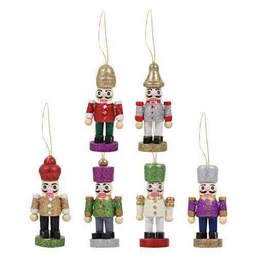 Aboofan - 6 peças de enfeites de Natal Quebra-Nozes de madeira soldado Quebra-Nozes - Estatueta de m