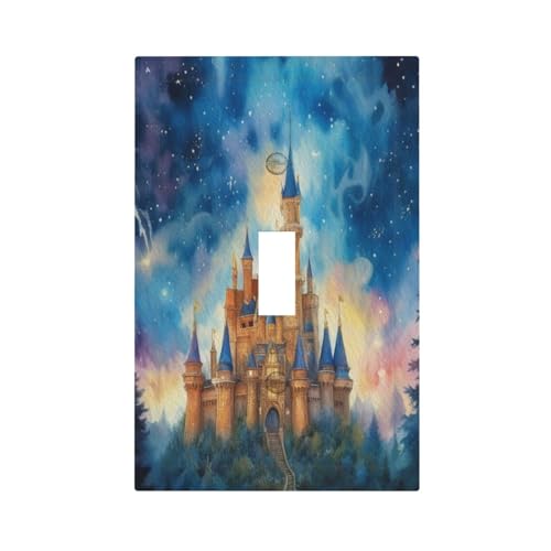 Decorative Art Light Switch Covers Enchanted Castle Single Toggle Wall Plate Decorative Switchcover Electrical Switchplate for Home Decor