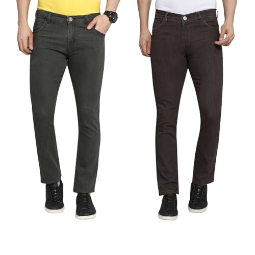 Image of DAIS Men's Stretchable Slim Fit Mid Rise Jeans, Pack of 2, (Combo of 2 Jeans)