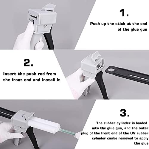 Wandefol Dispenser Gun, 50ml AB Epoxy Glue Gun, Propagation Handle Applicator for Mixing 1:1/2:1 AB Glue, Gun Dispenser for 50ml Epoxy Cartridge, AB Plastic Tube, Glue Guns