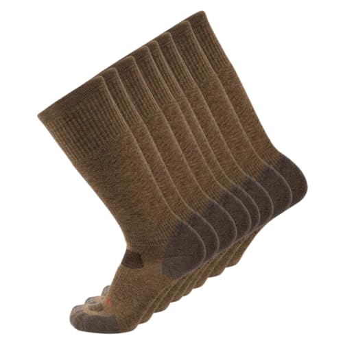 GRIP6 Wool Boot Socks - Pack of 8 Medium Merino Wool Socks Made in the USA - Lightweight Wool Hiking Socks - Warm Boot Socks for Men and Women - Cold Weather Gear (Coyote)