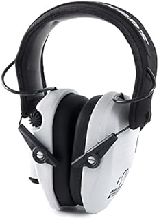Walker's Razor Slim Electronic Shooter Folding Ear Protection Muffs with Active Noise Reduction, Volume Control, and NRR of 23dB, Arctic White