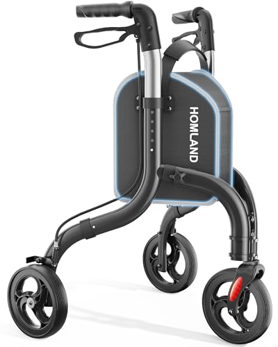 Image of HOMLAND Foldable 3 Wheel Walkers for Seniors, Lightweight Aluminum Frame