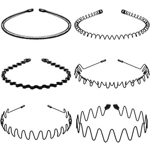 6 stuks multi-stijl metalen hoofdbanden, flexibele antislip lente golf haarband, dagelijks dragen, make-up, sport…