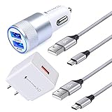 Quick Charge 3.0 Charger,Fast USB C Charger Replacement for Google Pixel 4/4XL,3a/3a XL,Samsung Galaxy Note 10 S10e,LG Stylo 5,Moto G7 G8 Plus/G7 G8 Play,Car Adapter,Wall Charger,2Pcs 6Ft USB C Cords