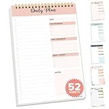 Decorably 52 Sheets Nude Pink Undated Daily To Do List Notepad, 6.5x10in Spring-Bound Easy Tear-Off Design...