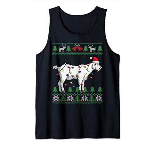 Cabra Santa Navidad Goat Santa Ugly Christmas Camiseta sin Mangas