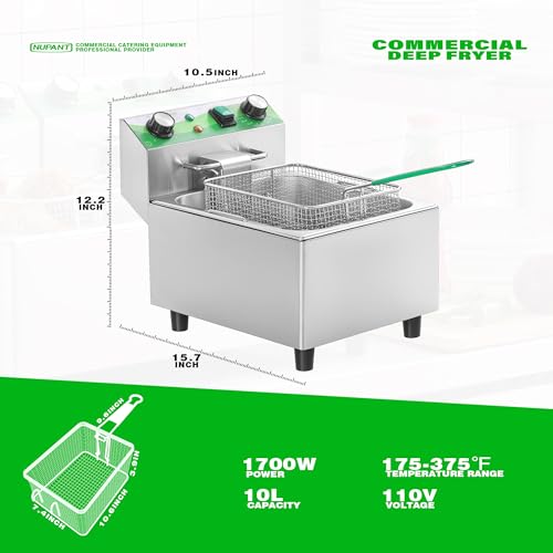 NUPANT Electric Deep Fryer with Timer 10L/10.6QT Commercial Deep Fryer with Basket and Lid の商品画像 4