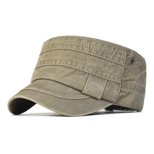Casquette militaire en coton lavé respirant et chapeau plat ajustable