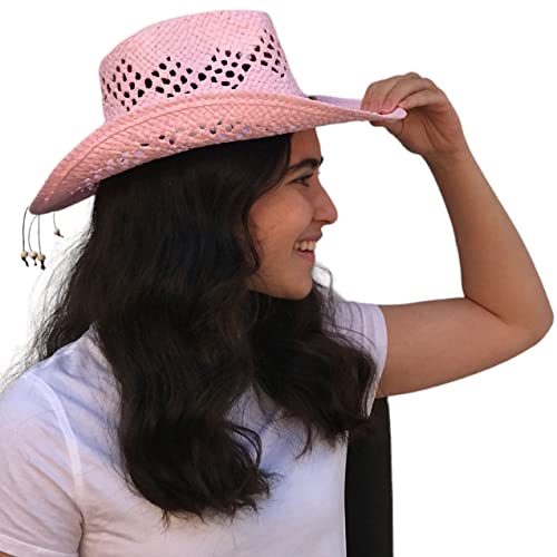 Image of SILVERFEVER Straw Cowboy Hat Cowgirl Hats Men Women Sun Hat Sombreros Vagueros Classic Western Accents Sombreros