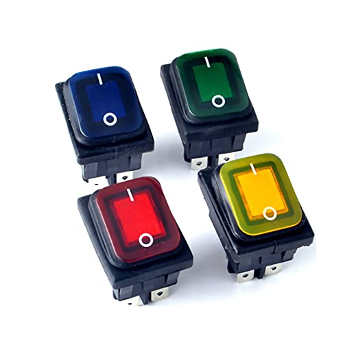 Interrupteur à bascule étanche rouge 4 broches 220V DPST 16A pour tableau électrique