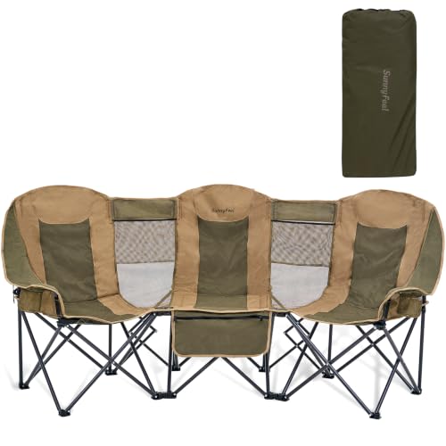 Image of SUNNYFEEL 3 Person Camping Chair Oversized Loveseat for Adults
