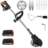 Electric Weed Eater Wacker Cordless 24V Stringless Trimmer with Cutting Blade - 2.0 Ah Battery...