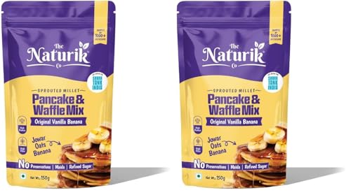 Image of The Naturik Co. Millet Vanilla Pancake & Waffle Mix 150g | No Maida | No Sugar | Made with Jaggery | Millets Powered | Ready in 2 Minutes | No Preservatives | High Protein & Fiber | As Seen On Shark Tank |