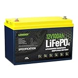 LOSSIGY 12V LiFePO4 Lithium Battery, 12 Volt 100AH Trolling Motor, Perfect for Solar System, RV, Marine, 1280Wh Built in BMS