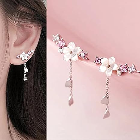 Amazon Co Jp ロコンの手作り工房 ピアス 大人 可愛い レディース 人気 プレゼント おしゃれ アクセサリー かわいい フラワー ホワイト ピンク 約4cm 吊り下げタイプ ファッション