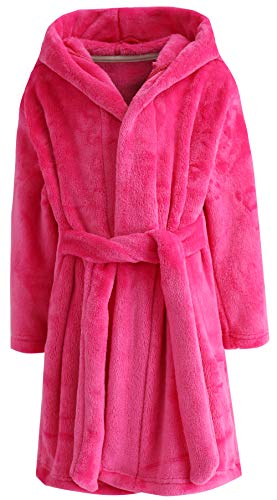 Image of Girls Soft Fleece Robes Plush Hooded Bathrobes Sleepwear for Kids 2-16 Years