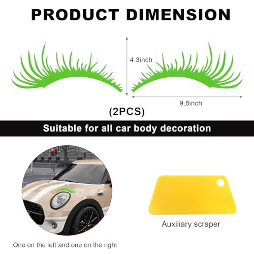 Image of KVAEY 2 PCS Car Headlight Eyelash Stickers, Cute Fake Eyelashes Decal for Bumper Auto Body Window, Waterproof Reflective PET Charming Eyelash Sticker Funny Decor for Car SUV Truck (Green)