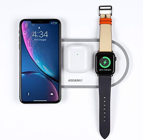 Wireless Charger 3 in 1 2020 Upgraded, Fast Apple Charging Pad Station for Apple Watch iWatch Series 5/4/3/2/1 & AirPods 2/Pro, Phone 11/11 pro/Xs Max/Xr/X/8/8 Plus, All qi-Enabled Devices (White-01)