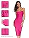 Women's Midi Cocktail Dresses Strapless Bandage Bodycon Dress Wedding Party Dress(Rose,S)