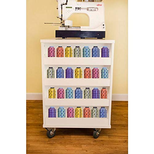 Arrow 9301B Ava Embroidery Multi-Needle Sewing Cabinet For Brother And Baby Lock, Portable With Wheels, White Finish #TOP3