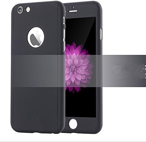 Aulzaju iPhone 6/6s Full Body Case,iPhone 6 Black Front Back Case with Tempered Screen Protector for iPhone 6s Sleek Shockproof Cover