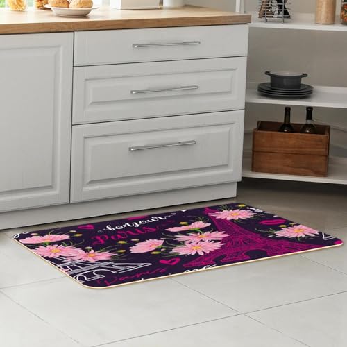 Tapete de cocina antideslizante lavable de 2 piezas diseño Eiffel 7