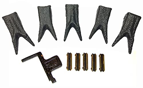 H&L Tooth Company Special Edition Forged Dragon Skin Twin Claw Backhoe Bucket Teeth + 230DFP Long Flexpins (5-Pack) for Deere, Case, JBC, and More. + Free Remover Tool | 23 | 230 | Made in The USA
