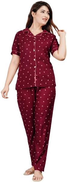 TREND ME Girls & Women Wear Printed Rayon Shirt & Pajama Set Night Suit