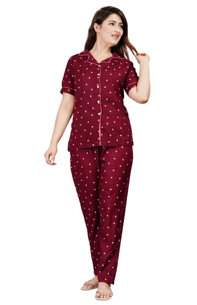 TREND ME Girls & Women Wear Printed Rayon Shirt & Pajama Set Night Suit