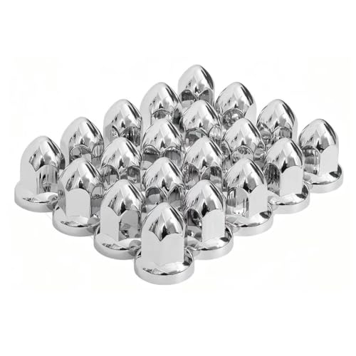 JESONN 20 PCS 33mm Chrome ABS Plastic Lug Nut Covers Caps with Flange Push on Bullet for Semi Trucks (20)