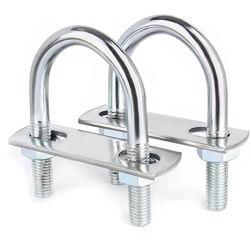 Image of 2 Sets M12 U-Bolt, 3 inch Wide U Bolt with Washers and Nuts, Heavy Duty Galvanized Carbon Steel Round U Bolts for Trailers, Boats, Replacement Parts and Accessories for Ski Boat, Fishing Boat