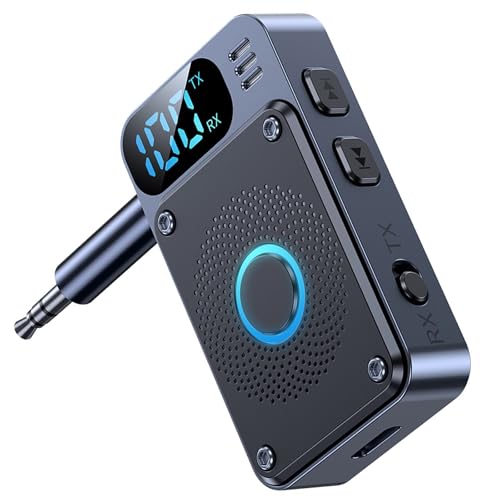 Bluetooth 5.4 Transmitter Receiver Adapter for Airplane Headphones, 2-in-1 Wireless Bluetooth 3.5mm Aux Audio Transmitter/Receiver for TV, Car Home Stereo