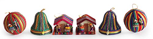 NOVICA Decorativo algodón colgante de la Navidad Adornos de vacaciones, Navidad Color'(juego de 6) Clasificado