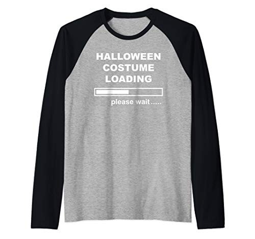 Halloween Costume Loading Please Wait Funny Progress Bar Raglan Baseball Tee